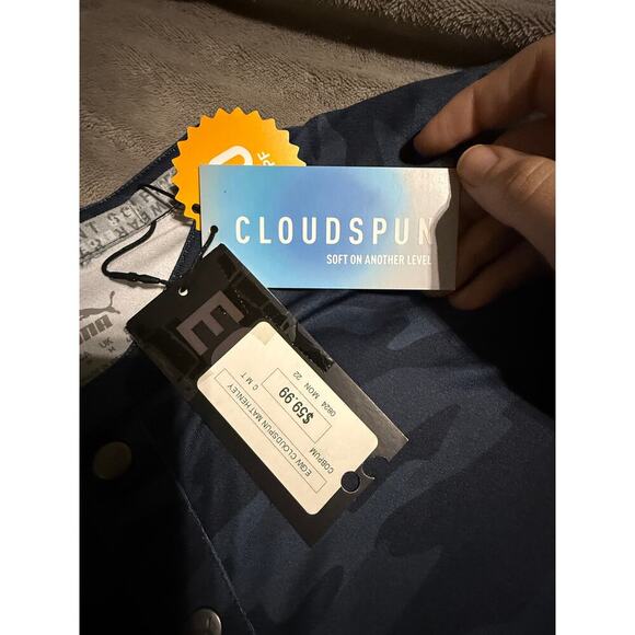 NWT PUMA MEN EGW CLOUDSPUN Mat Henley Golf Shirt Navy Blue Camo Size Small UPF‎ - Picture 7 of 10